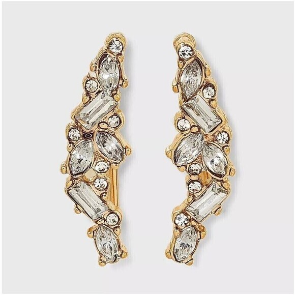 SUGARFIX by BaubleBar Crystal Cluster Ear Crawlers Earrings NWT - Picture 1 of 6